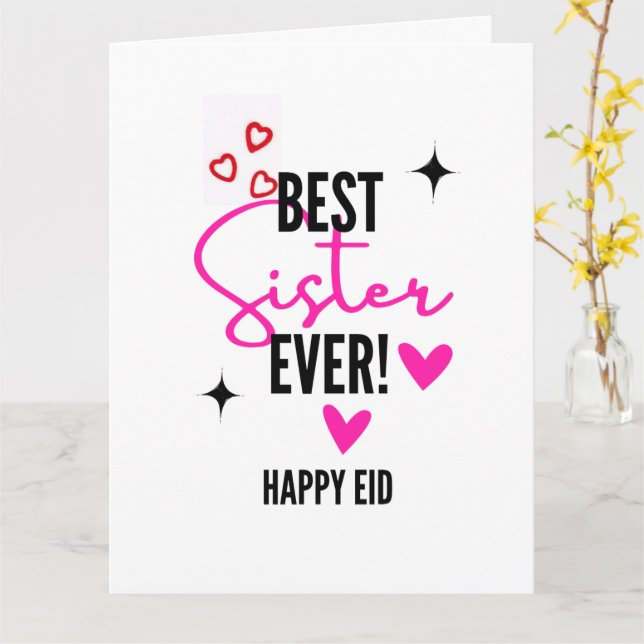 Bästa systern någonsin Glad Eid Falt gratulationsk Kort (Gul blomma)