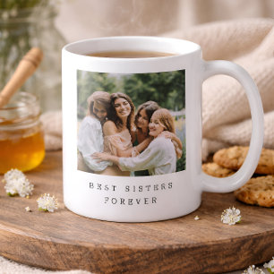 Bästa systrar för alltid Anpassad foto Personlig  Kaffemugg
