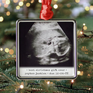 Bästa tänkbara ultraljudsruta med fotopatset Baby Julgransprydnad Metall