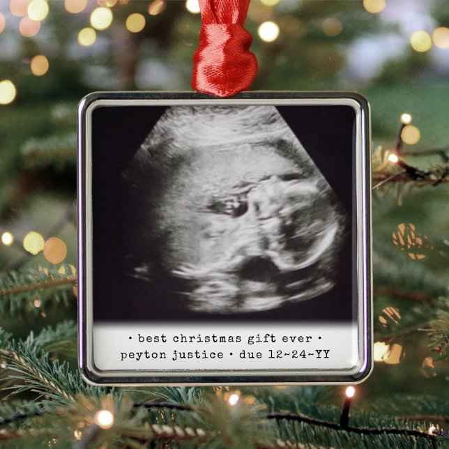 Bästa tänkbara ultraljudsruta med fotopatset Baby Julgransprydnad Metall (Skapare uppladdad)