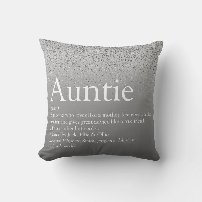 Bästa tant någonsin Tante definition Silver glitte Kudde (Framsida)