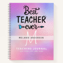 BÄSTA TEACHER NÅGON Monogram Journal Tack