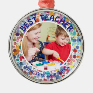 BÄSTA TEACHER, Watercolor Splatter-punkter med fle Julgransprydnad Metall