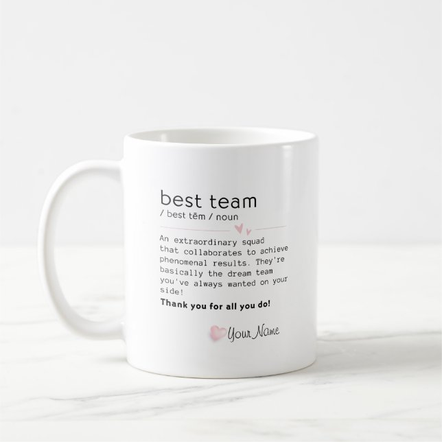 Bästa team - Cute Minimalist-design med Hearts Cof Kaffemugg (Vänster)