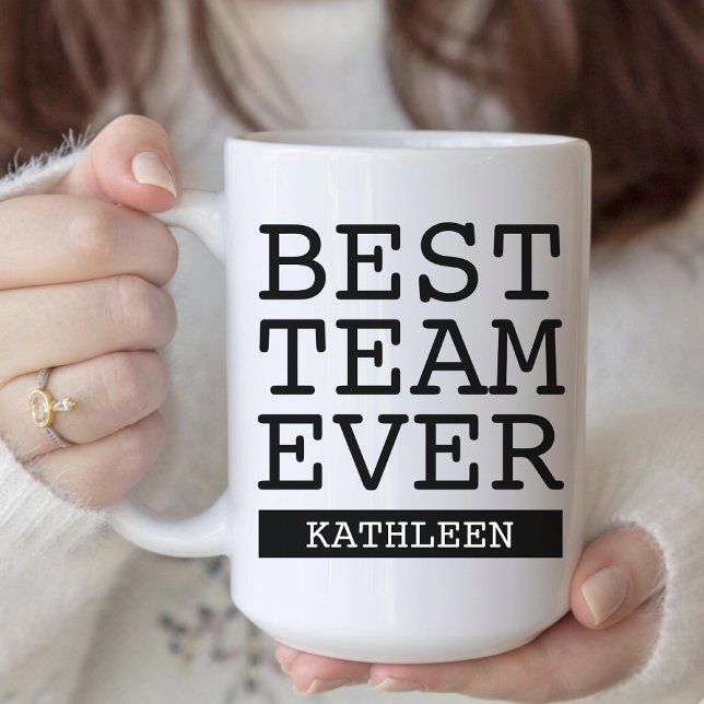 Bästa teamet någonsin | Medarbetarskap | Kollega Kaffemugg (Modern script personalized best team ever mug gift for employees or coworkers thank you keepsake)