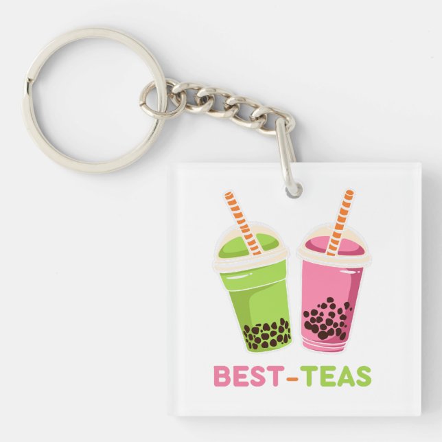 Bästa teas kawaii boba bubble pearl tea rosa grönt (Framsidan)