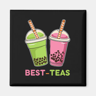 Bästa teas kawaii boba bubble pearl tea-vänner magnet