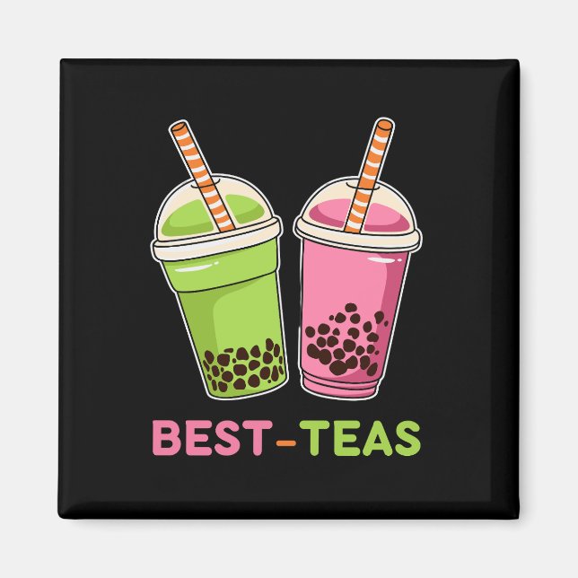 Bästa teas kawaii boba bubble pearl tea-vänner magnet (Framsidan)
