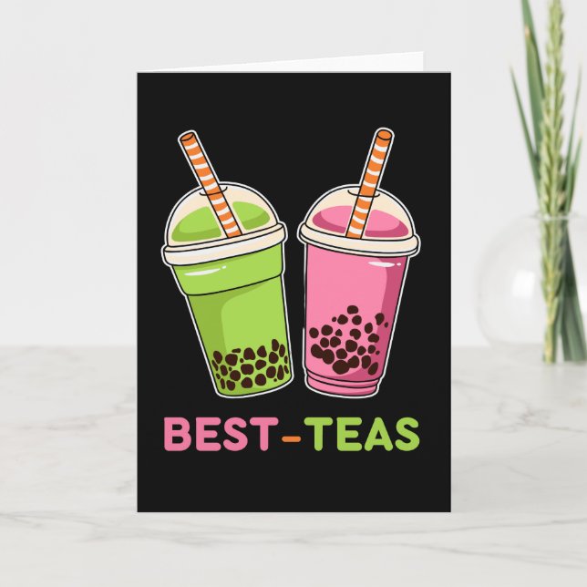Bästa teas kawaii boba bubble tea bästa vänner kort (Framsida)