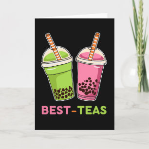 Bästa teas kawaii boba bubble tea bästa vänner kort