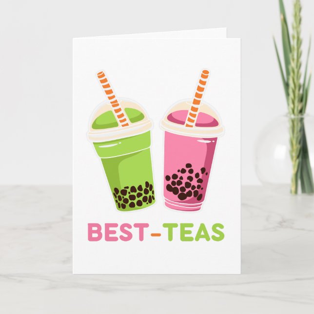 Bästa tesar kawaii boba bubble tea bästa vänner ko kort (Framsida)