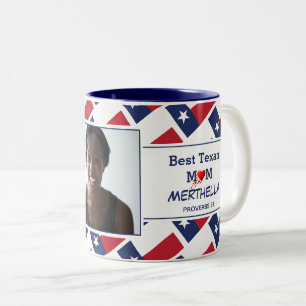 BÄSTA TEXAN MAMMA Personlig TEXAS Flagga Photo Två-Tonad Mugg