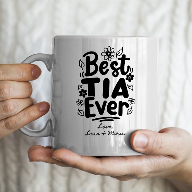 "Bästa Tia någonsin" med personlig namn Moster Kaffemugg (Skapare uppladdad)