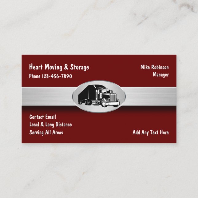 Bästa tjänsten för Flytta- och lagringskontroll Visitkort (Framsida)