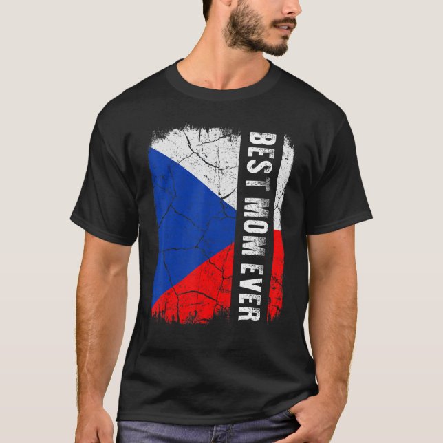 Bästa tjeckiska Mamma - Tjeckiska republiken Flagg T Shirt (Framsida)