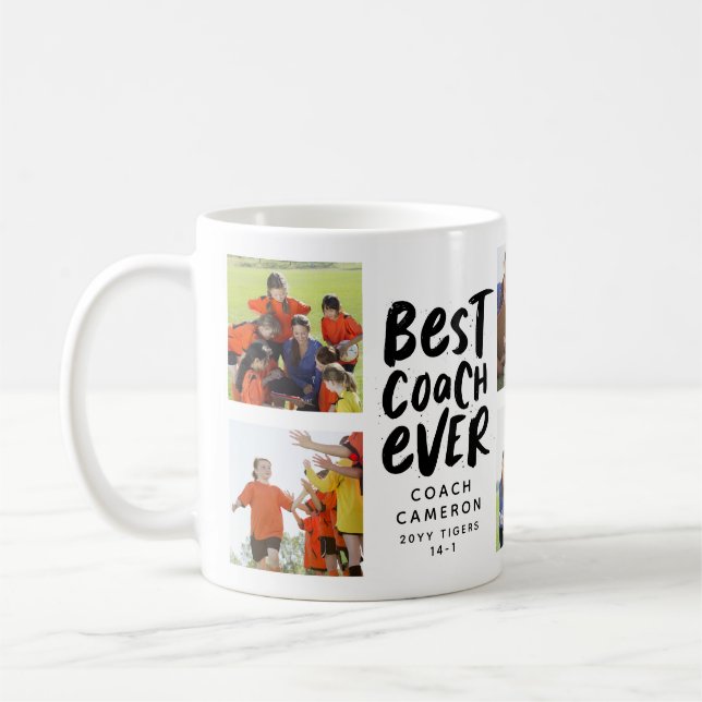 Bästa tränaren någonsin 7 fotokollage teampresent kaffemugg (Vänster)