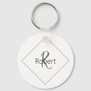 Bästa Trendiget - minimalistiskt svartvit monogram Nyckelring