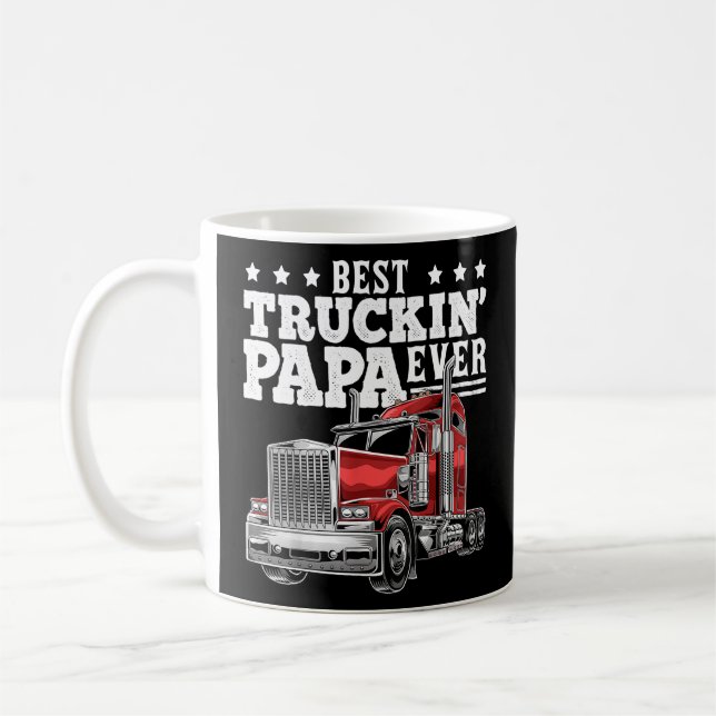 Bästa Truckin Pappa någonsin Big Rig Trucker Pappo Kaffemugg (Vänster)