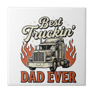 Bästa Truckin Pappa Någonsin Vintage Lastbil Pappa Kakelplatta
