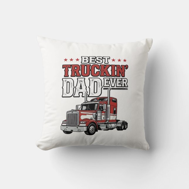 Bästa Truckin Pappa Någonsin Vintage Truck T-Shirt Kudde (Framsida)