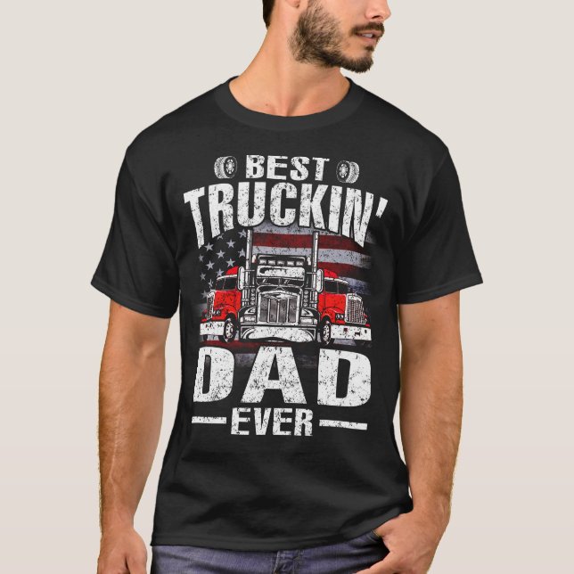 Bästa Truckin' PAPPA USA flagga T-Shirt Far D (Framsida)