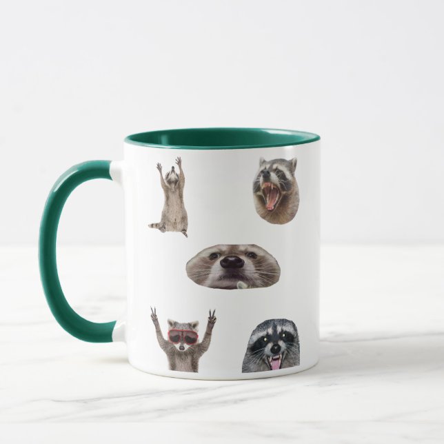Bästa tvättbjörn-meme-samling Roligt meme-sett Mug Mugg (Vänster)