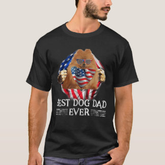Bästa tyska Spitz Pappa Amerikanska Flagga 4:e jul T Shirt