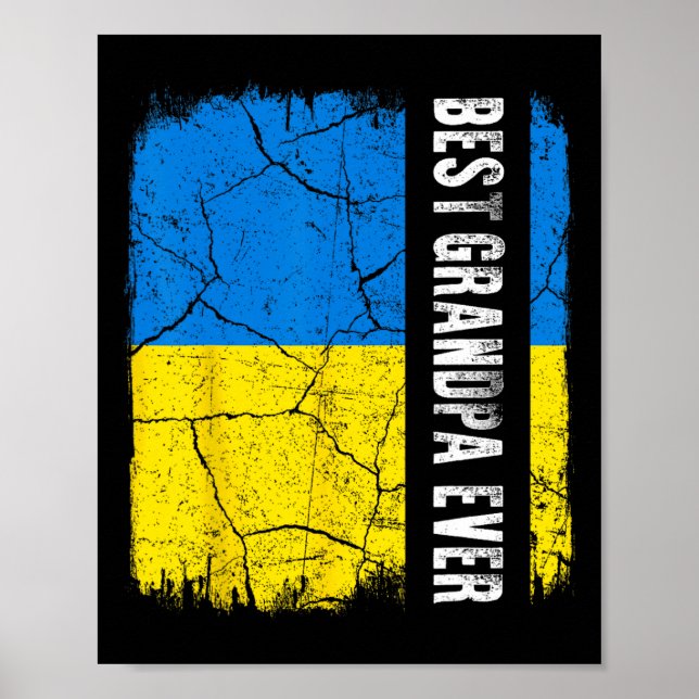 Bästa ukrainska farfar någonsin Ukraina Flagga Far Poster (Framsidan)