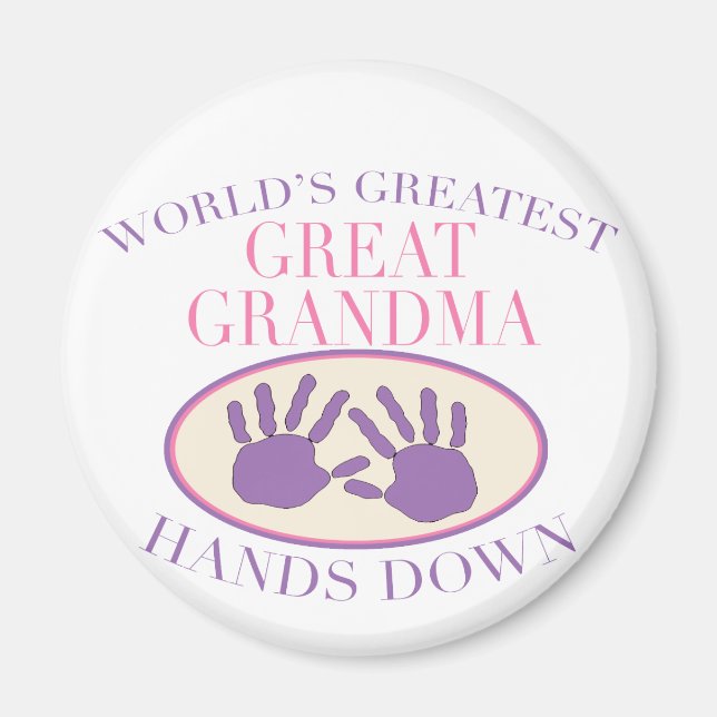 Bästa Underbara mormor Händer ner T-shirt Magnet (Framsidan)