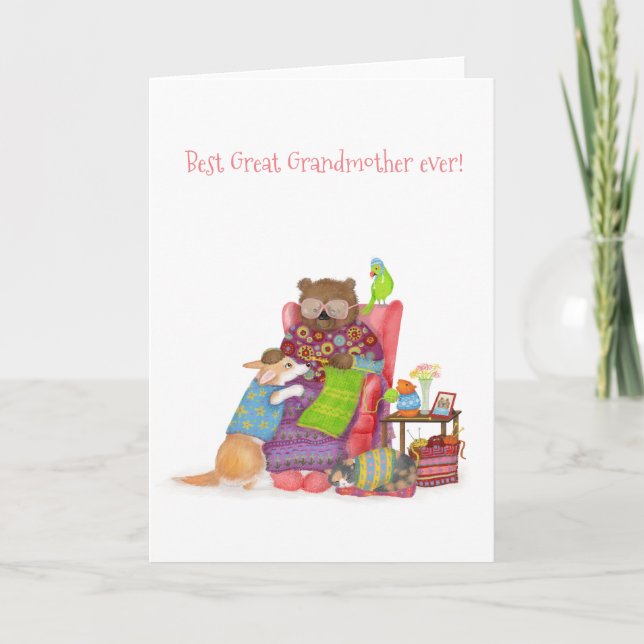 Bästa Underbara mormor någonsin kort med söt björn (Framsida)