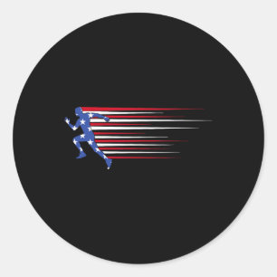 Bästa Usa Amerikanska Flagga Friidrott Present Lag Runt Klistermärke