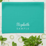 Bästa val för modern Elegant, Namn Kökshandduk<br><div class="desc">Modern Elegant Typography Namn Template Teal Blue Grönt Färg Kitchen Towel.</div>