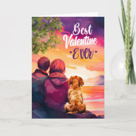 Bästa Valentine någonsin Young Couple och Hund Helgkort