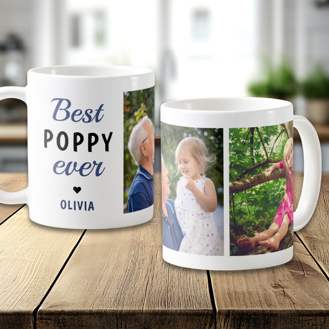 Bästa vallmo någonsin 2 Foto Collage Personlig Kaffemugg (Skapare uppladdad)