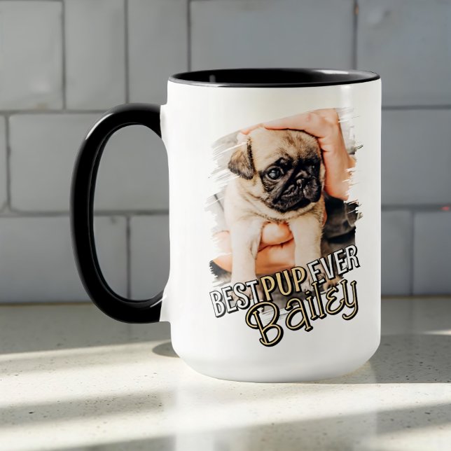 Bästa Valp någonsin Modern Coola Grunge Pet Hund P Mugg (Skapare uppladdad)