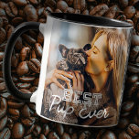 Bästa Valp någonsin Modern Coola Stitch Puppy Phot Två-Tonad Mugg<br><div class="desc">Den här enkla och moderna designen består av serif- och kursiv typografi och lägger till ett foto av anpassningsbarna på dina valpar</div>