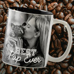 Bästa Valp någonsin Modern Coola Stitch Puppy Phot Två-Tonad Mugg<br><div class="desc">Den här enkla och moderna designen består av serif- och kursiv typografi och lägger till ett foto av anpassningsbarna på dina valpar</div>