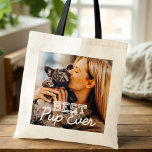 Bästa Valp någonsin Modern Coola Stitch Puppy Phot Tygkasse<br><div class="desc">Den här enkla och moderna designen består av serif- och kursiv typografi och lägger till ett foto av anpassningsbarna på dina valpar</div>