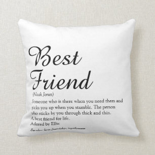 Bästa vän BFF Definition Svart och vit skrift Kudde
