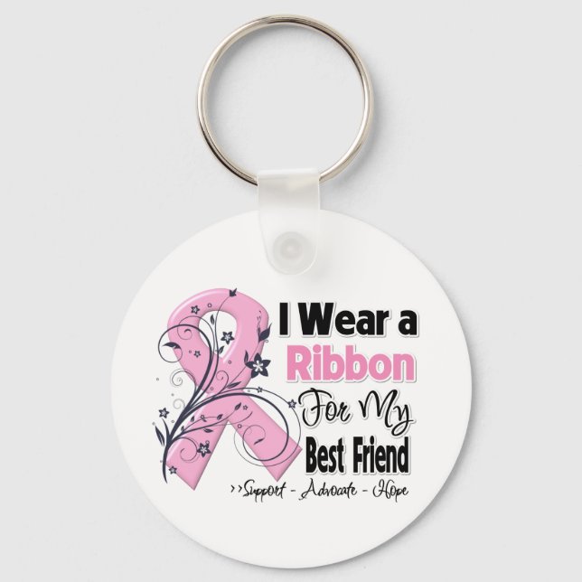 Bästa vän - Bröstcancer Rosa Band Nyckelring (Framsida)