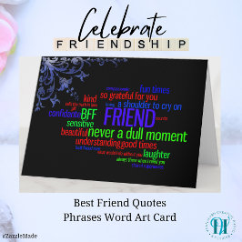 Bästa vän citerar fraser Ord Art Card Kort