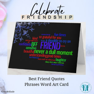 Bästa vän citerar fraser Ord Art Card Kort