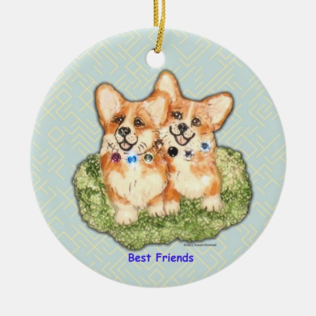"Bästa vän" Corgiprydnad Julgransprydnad Keramik (Framsidan)