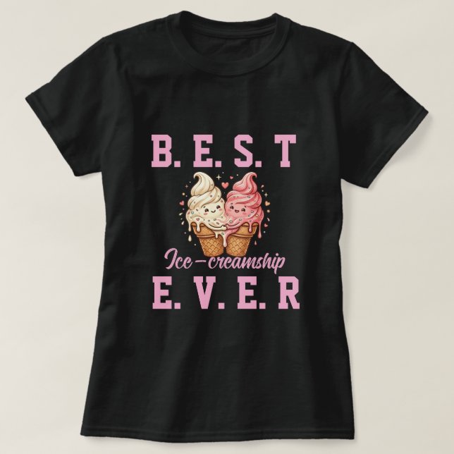 Bästa Vän Dag Tröja: Söt Glass Bästis  T Shirt (Design framsida)