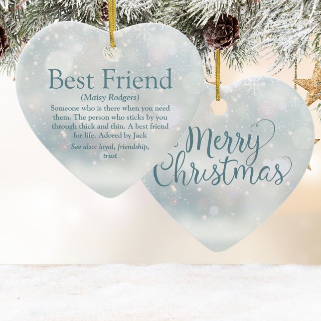 Bästa Vän Definition God Jul Julgransprydnad Keramik (Best Friend Definition Merry Christmas Ceramic Ornament)