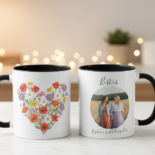 Bästa vän födelsedagspresent Blommig hjärta Vänska Mugg