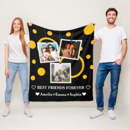 Bästa vän för alltid, personlig 3-foto och namn fleecefilt