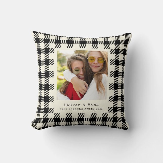 Bästa vän för den moderna BFF-fotodesignade Vänska Kudde (Framsida)