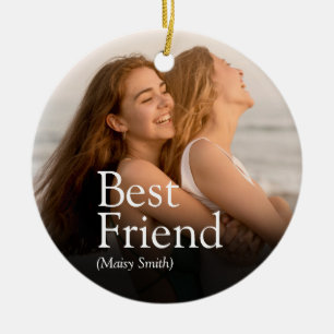 Bästa Vän Foto BFF Bästa Definition Modern Julgransprydnad Keramik
