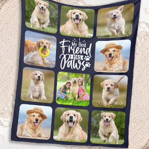 Bästa vän har Tass Pet Photo Collage Hund älskare Fleecefilt